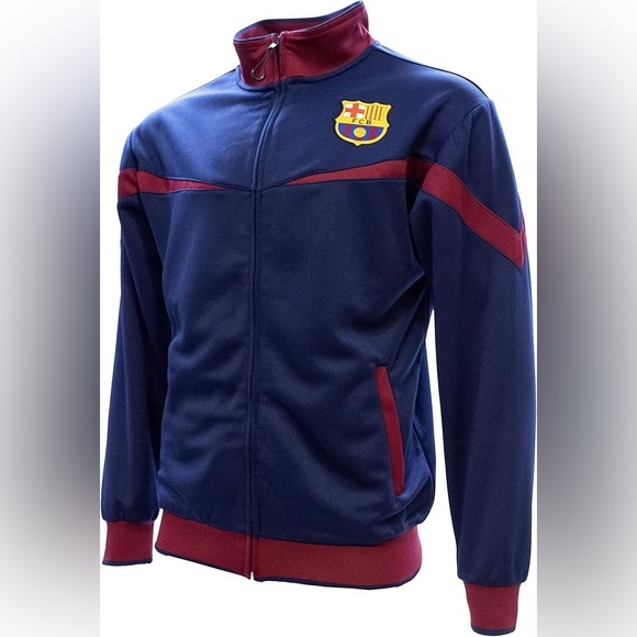 NWT FC Barcelona Large FCB Barca Full Zip Jacket Men's Sz M Blue Soccer Futbol - Picture 2 of 7